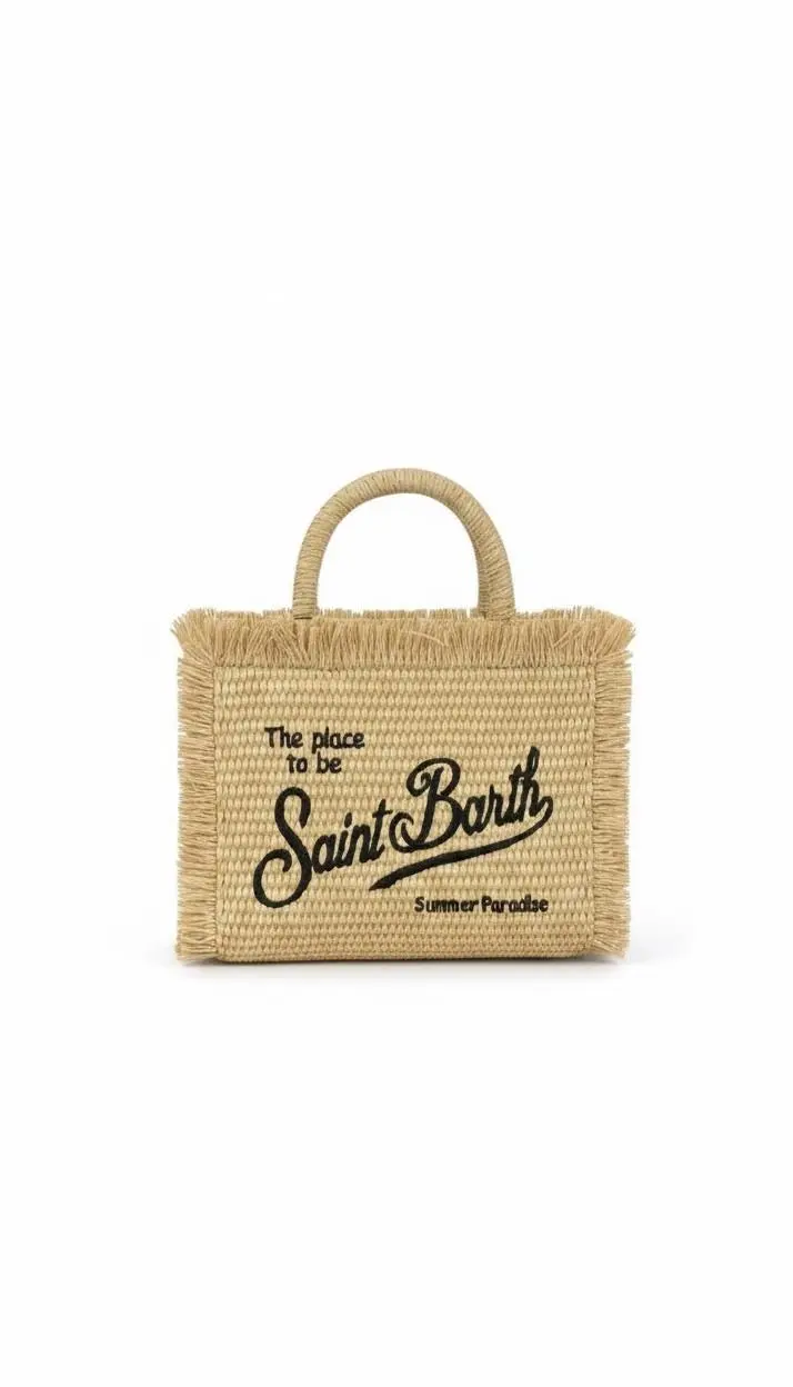 Borsa Vanity mini effetto paglia