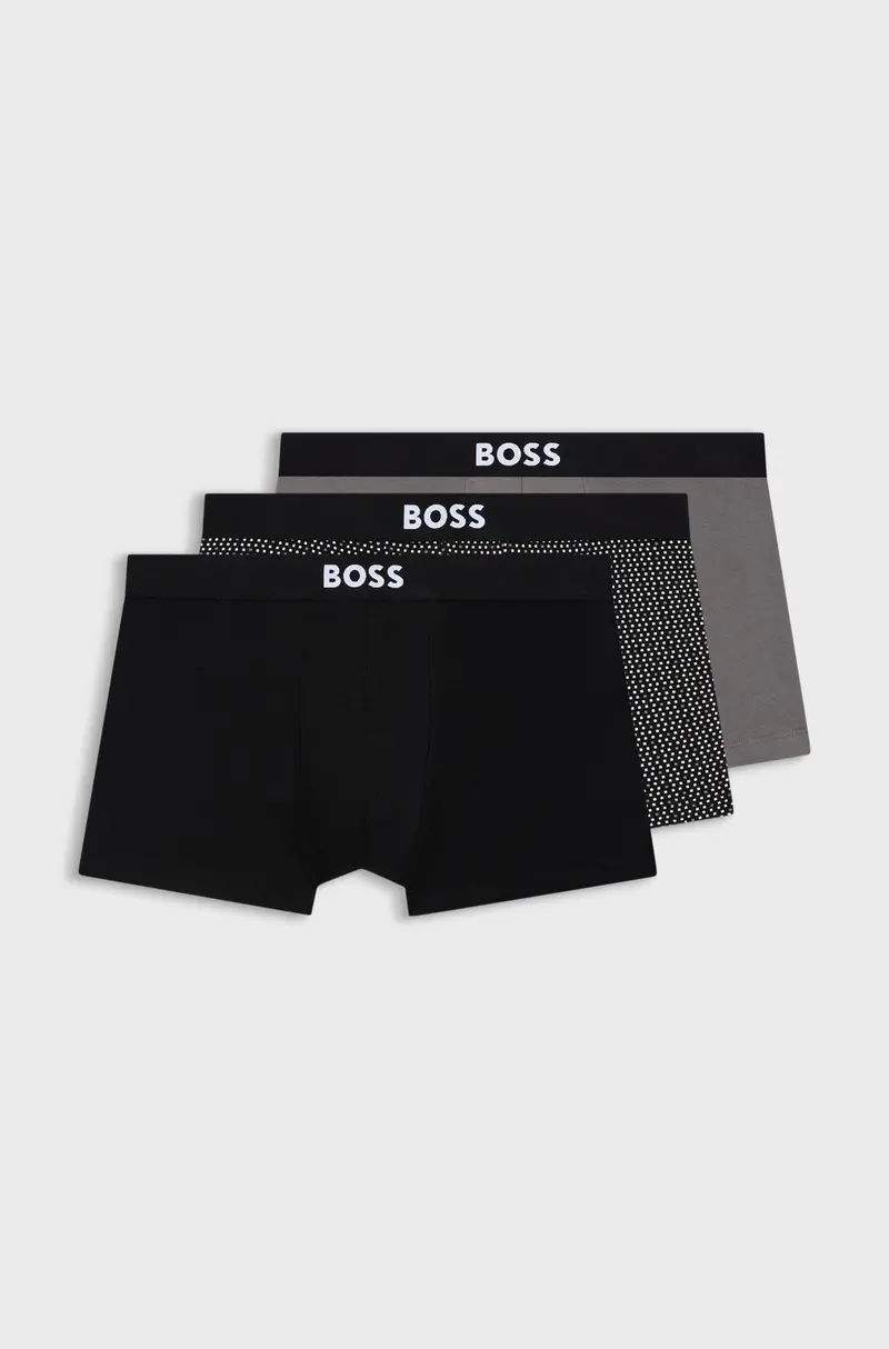Boxer corti in cotone elasticizzato con logo in confezione da tre