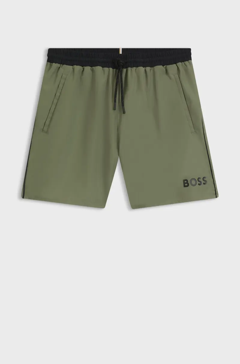 Boxer da mare con logo a contrasto e profili