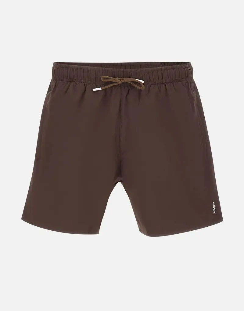 Boxer da mare con righe tipiche del marchio e logo