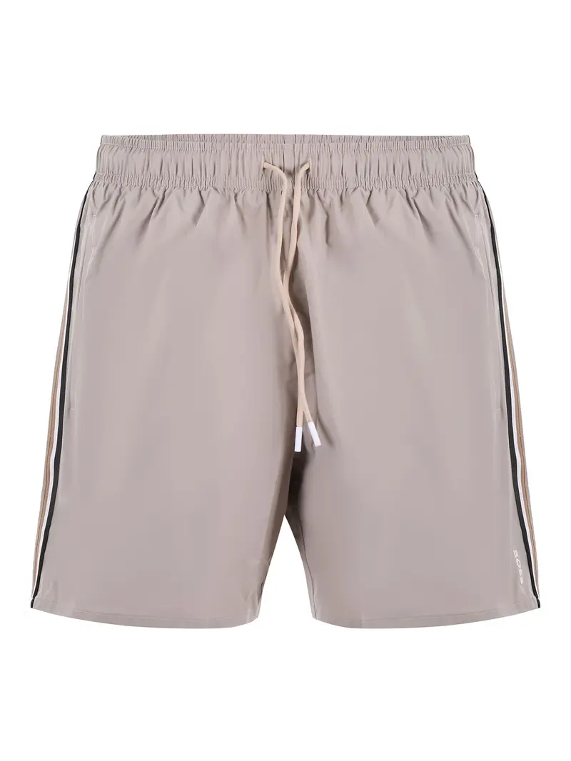 Boxer da mare con righe tipiche del marchio e logo