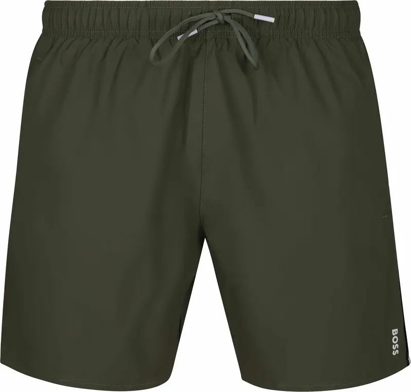 Boxer da mare con righe tipiche del marchio e logo