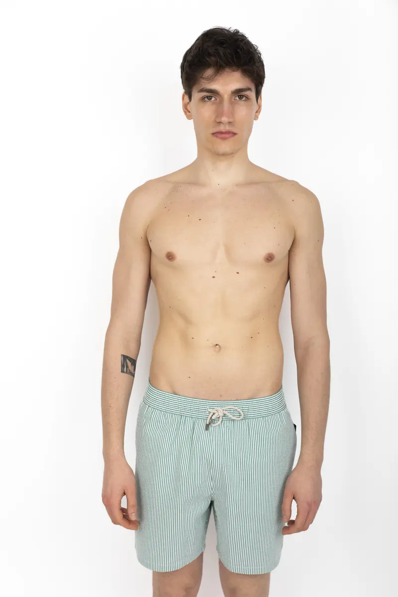 Boxer da mare Traveler classici Seersucker verde battello