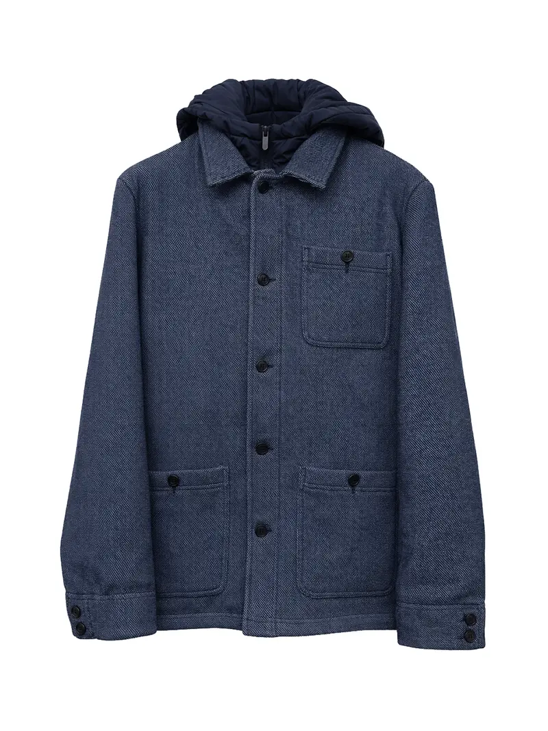 Brian Brome Cappotto3/4 diagonale c/cappuccio Blu