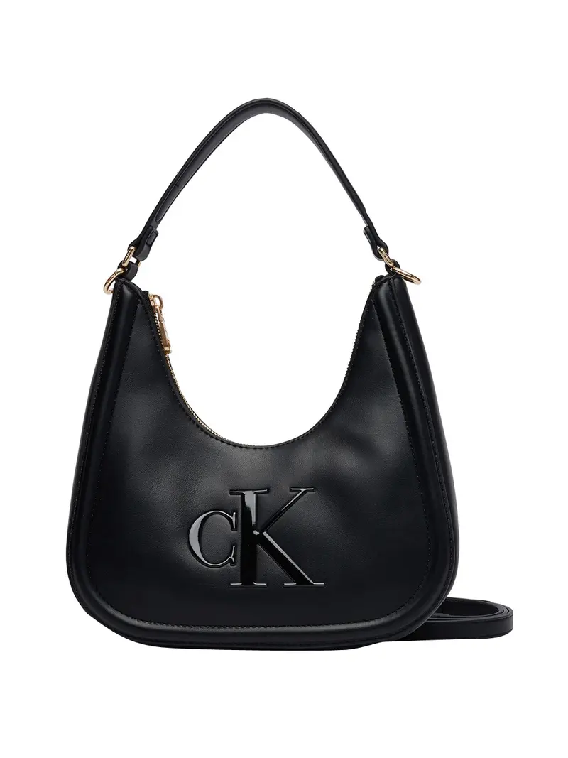 Calvin Klein Borsa A Spalla Bold Ck Small Crescent - Nero