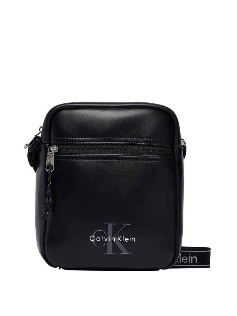 Calvin Klein Borsa A Tracolla Bold Logo Webbing Reporter Nero