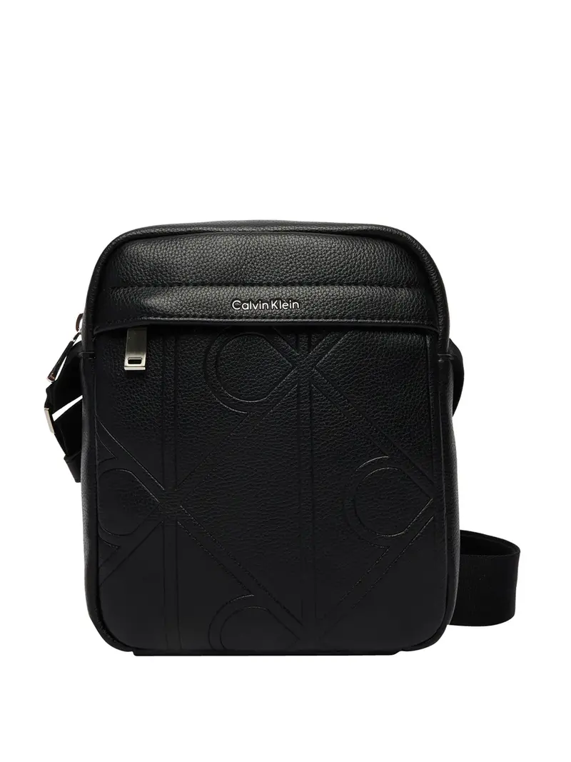 Calvin Klein Borsa A Tracolla Emblem Aop Emboss Reporter Nero
