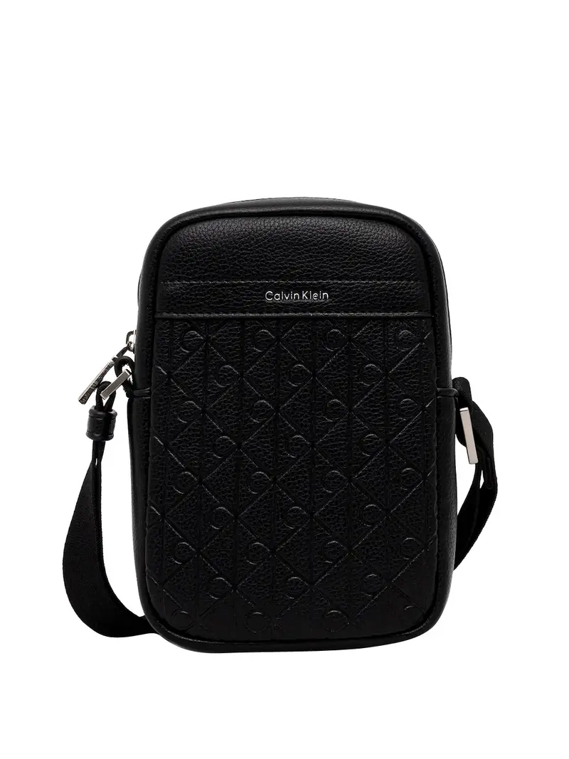 Calvin Klein Borsa A Tracolla Emblem Aop Emboss Slim Reporter - Nero