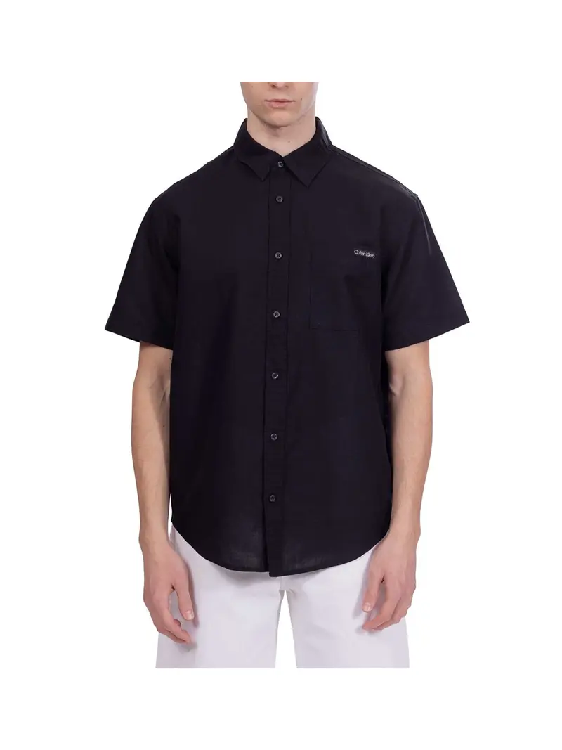 Calvin Klein Camicia Linen Cotton S/S Shi Uomo Nero
