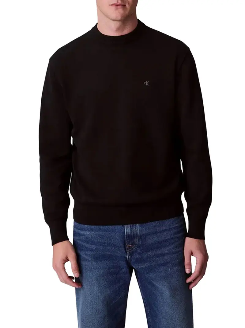 Calvin Klein Felpa Eu Ls Cotton Relaxed Uomo - Nero