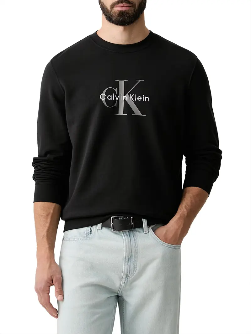 Calvin Klein Felpa Logo Monogramma Nero