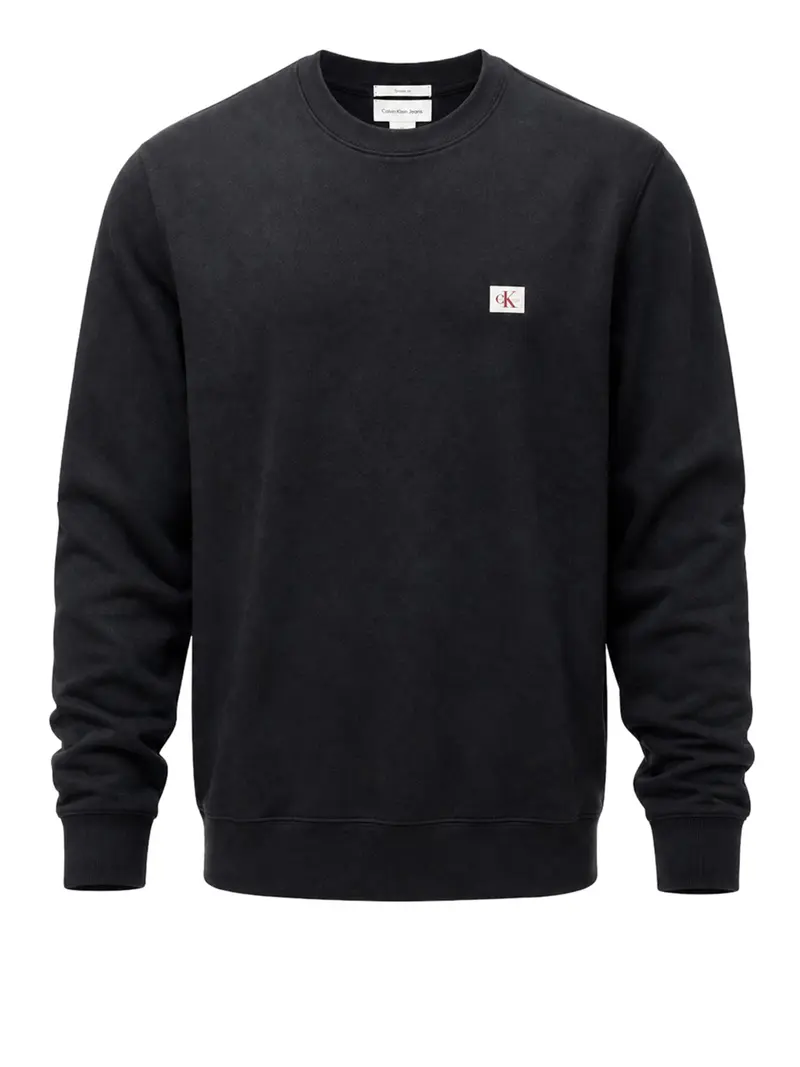 Calvin Klein Felpa Logo Ricamato Nero