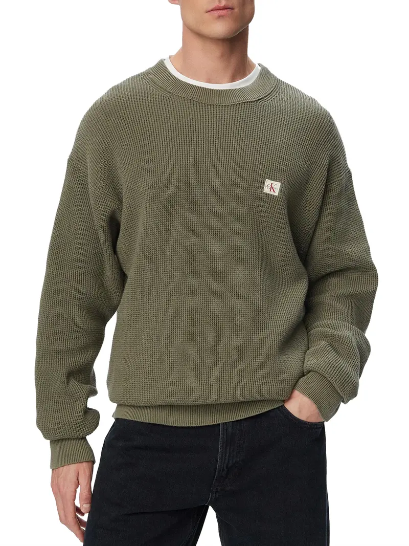 Calvin Klein Maglia Logo Frontale Olive