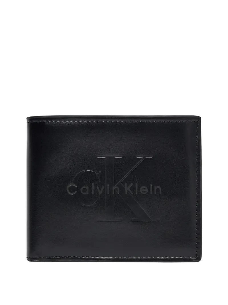 Calvin Klein Portafoglio Portamonete Rfid In Nappa - Nero