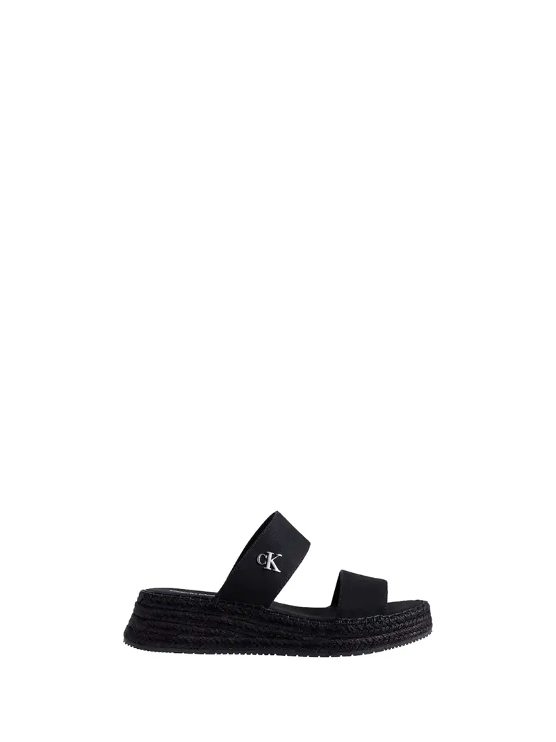 Calvin Klein Sandalo Basso Donna Sporty Rope Mg Lth W Triple Black - Nero