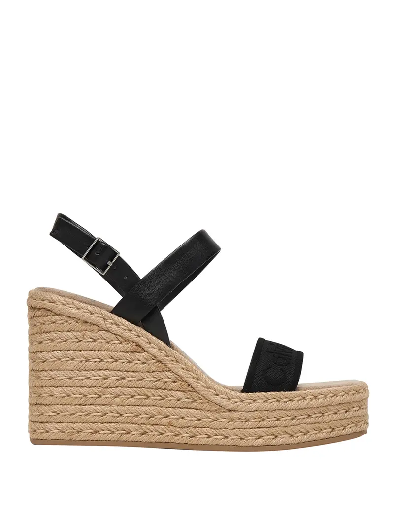 Calvin Klein Sandalo Espadrillas Wedge Espad 70 Webbing Lth - Nero