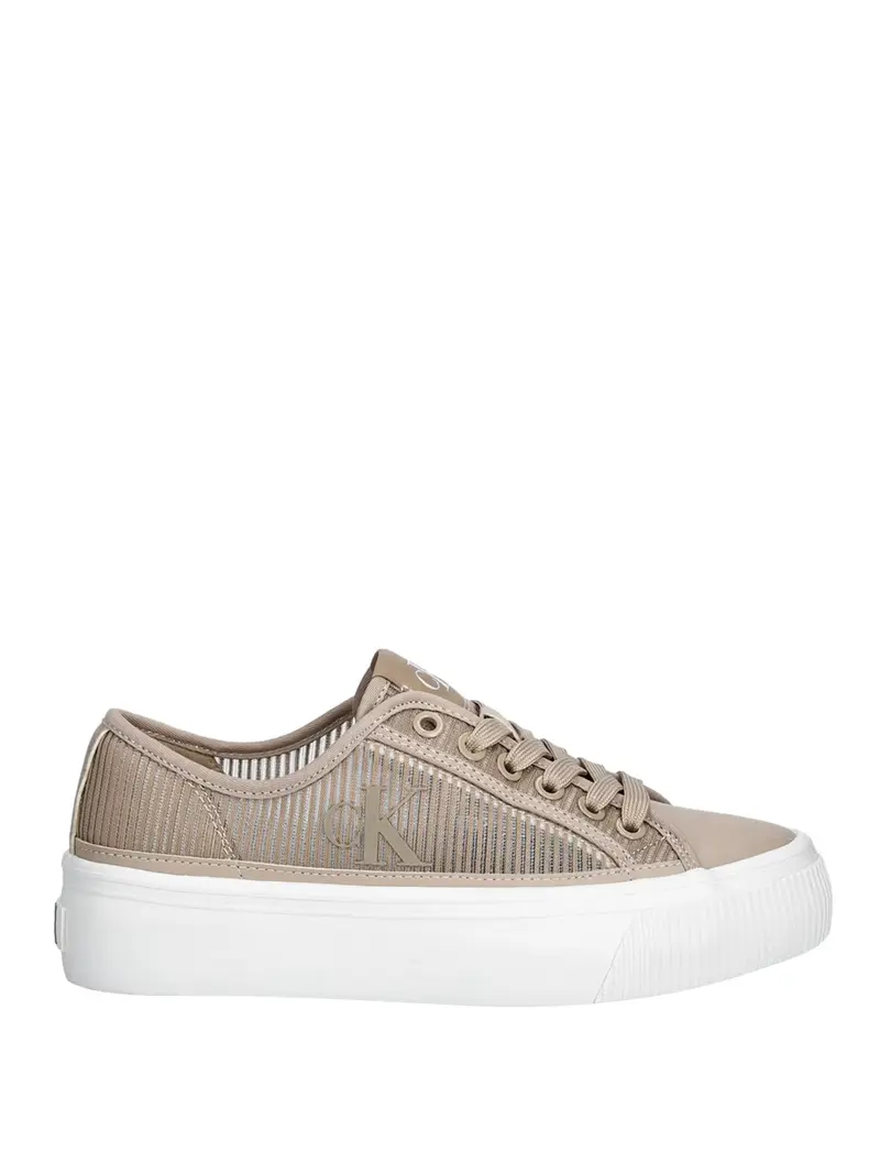 Calvin Klein Sneakers Vulc Flatf Laceup Striped - Beige