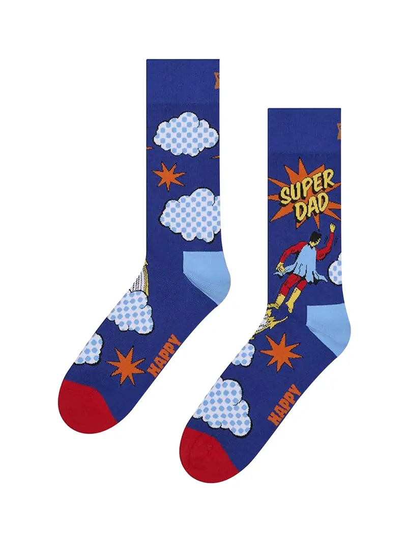 Calzini 2-Pack Happy Socks Super Dad Socks - Blu