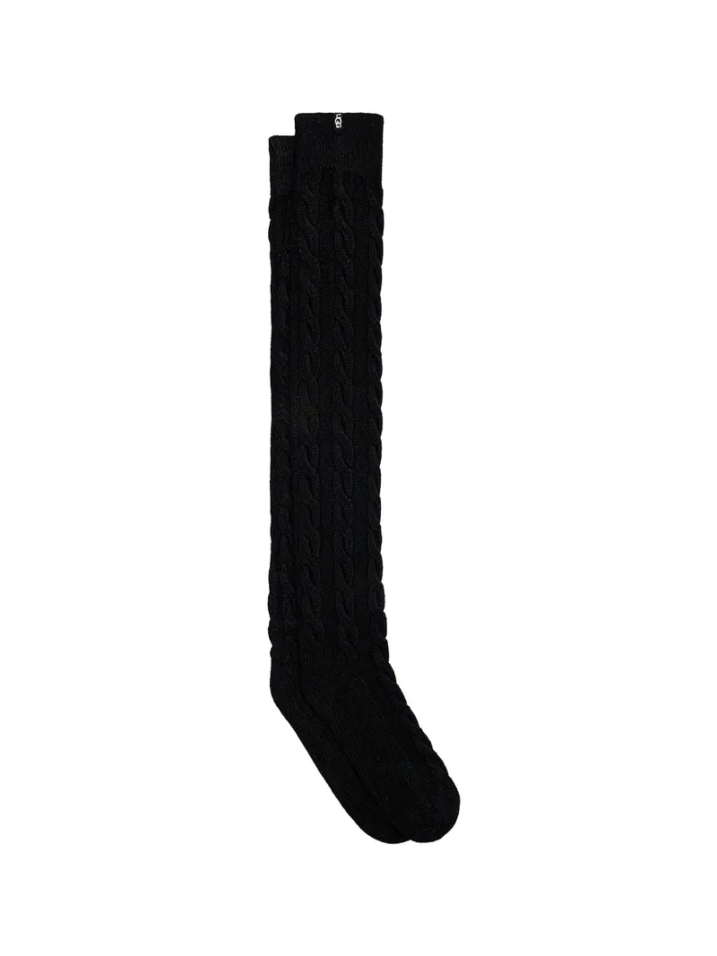 Calzini Ugg Alla Coscia In Maglia A Trecce Zanika - Nero