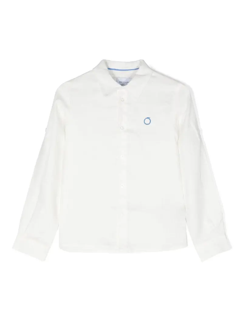 Camicia bianca per bambino in lino con logo