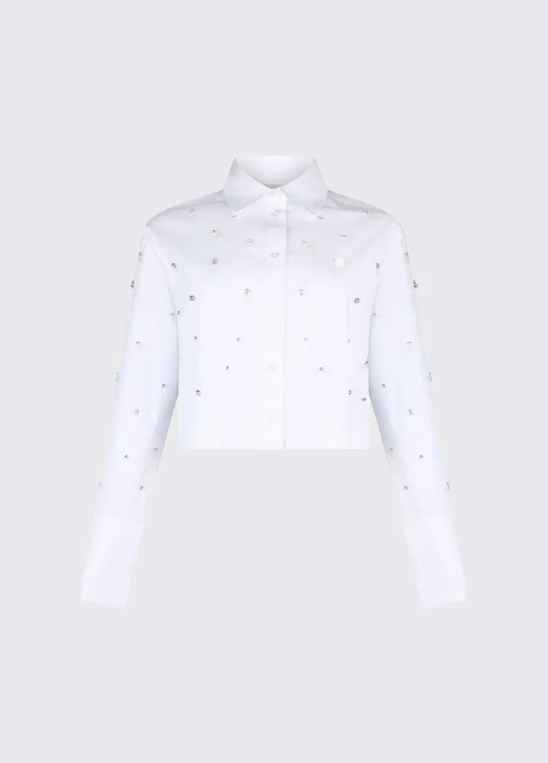 Camicia boxy con ricami gioiello