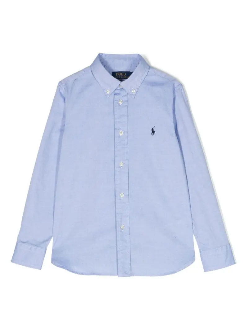Camicia celeste per bambino con logo