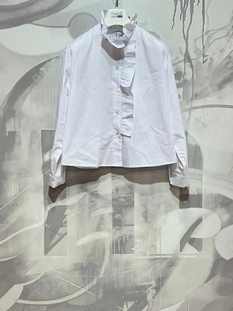 camicia collo plisse