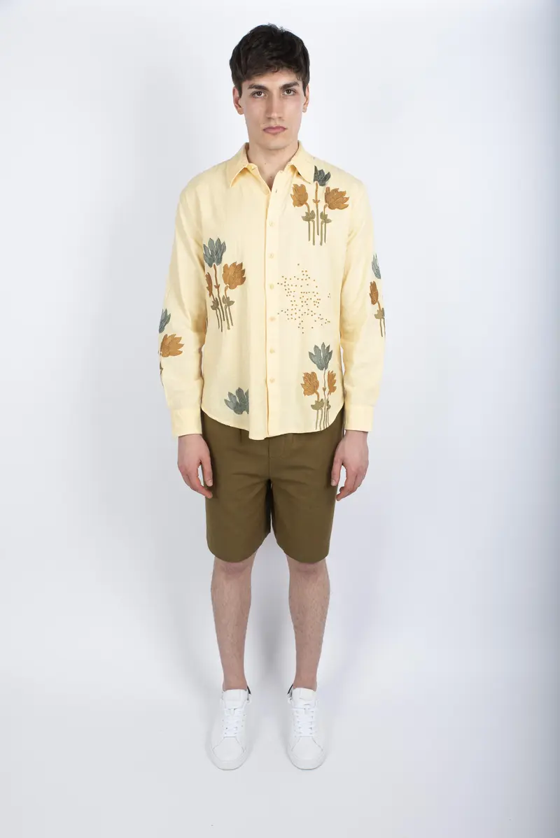 Camicia con ricami Amaranto Uomo