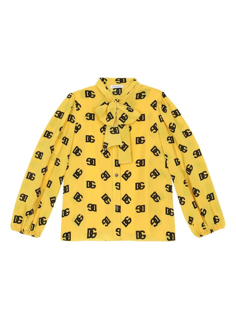 Camicia gialla per bambina con logo