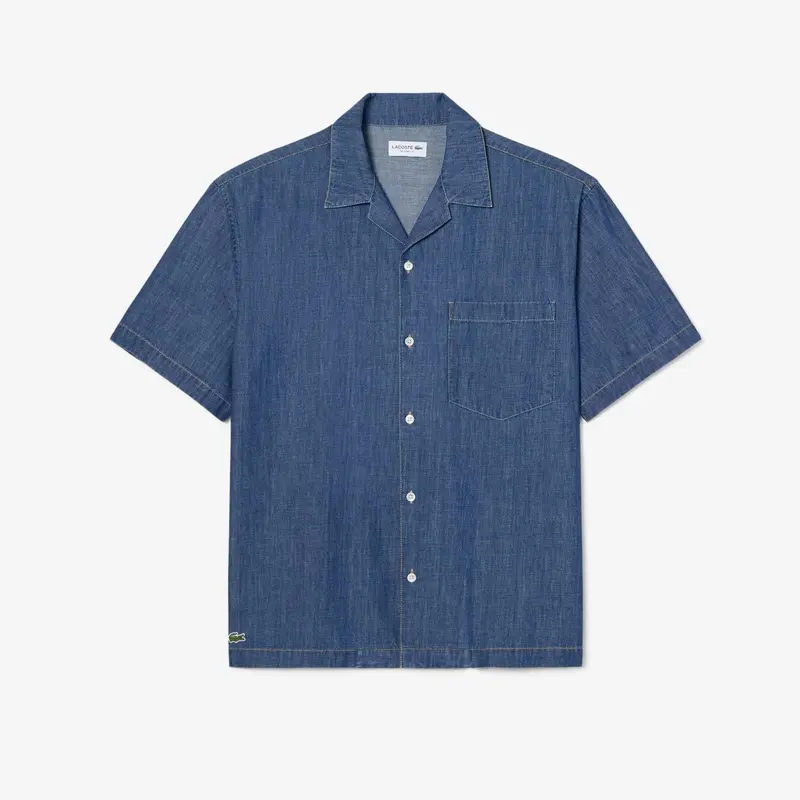 Camicia in denim a collo aperto relaxed fit