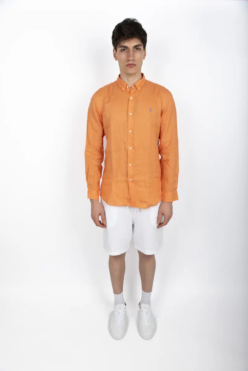 Camicia in lino Slim Fit blu ufficio