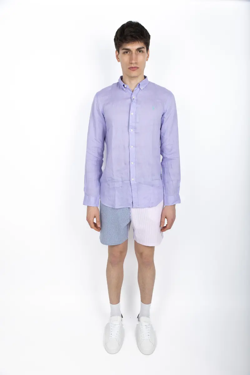 Camicia in lino Slim Fit lilla