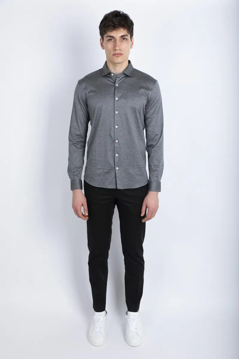 Camicia jersey filo di scozia grigio