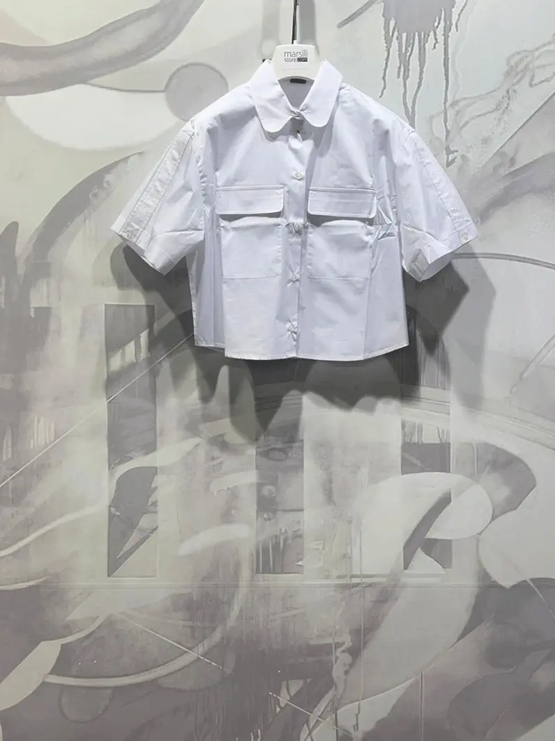 camicia mezza manica cropped