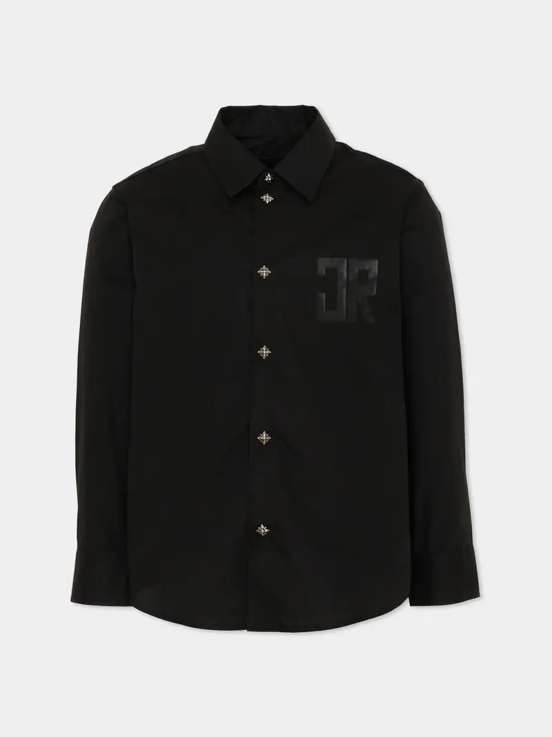 Camicia nera per bambino con logo