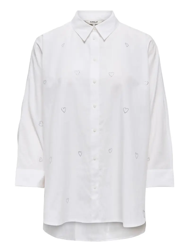 Camicia Only New Sarah Grace Heart Bianco