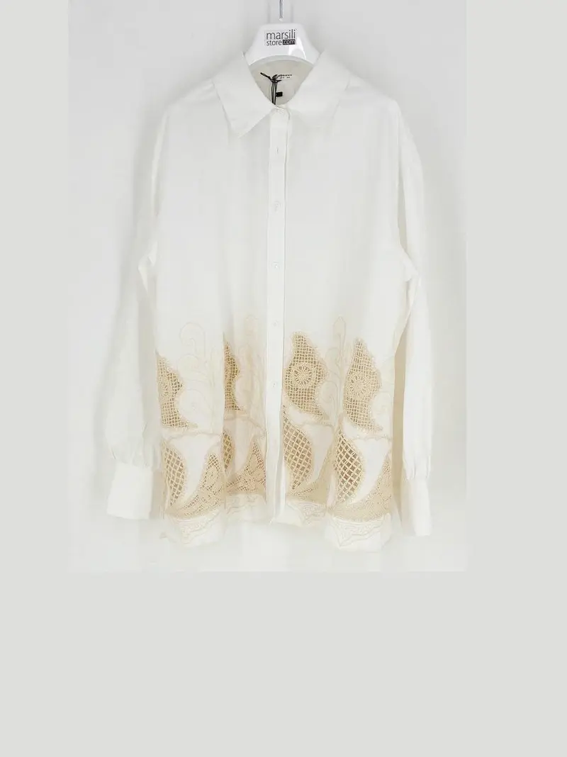 camicia over con ricamo