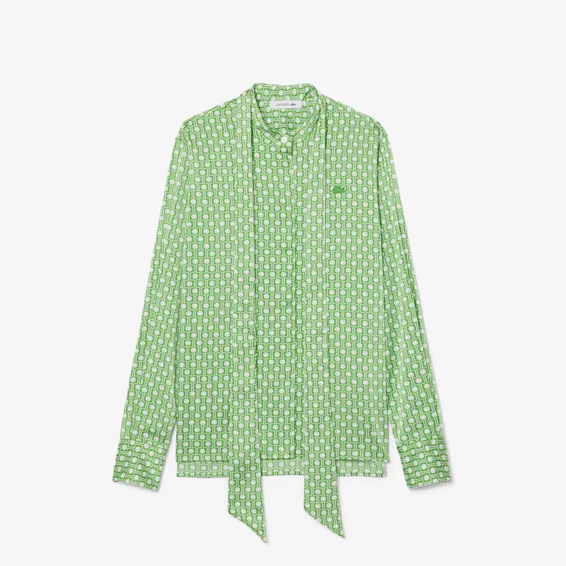 Camicia regular fit con collo annodato staccabile