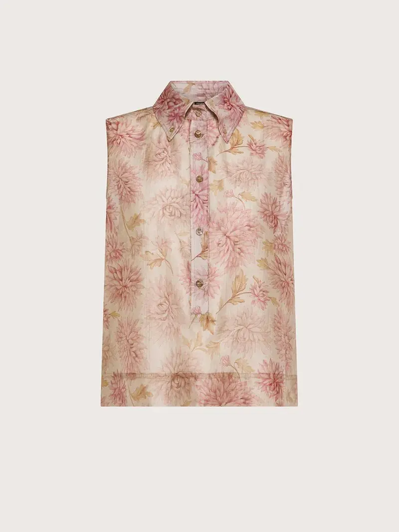 camicia smanicata floreale
