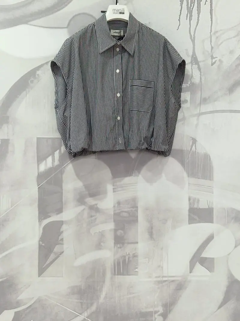 camicia smanicata righe