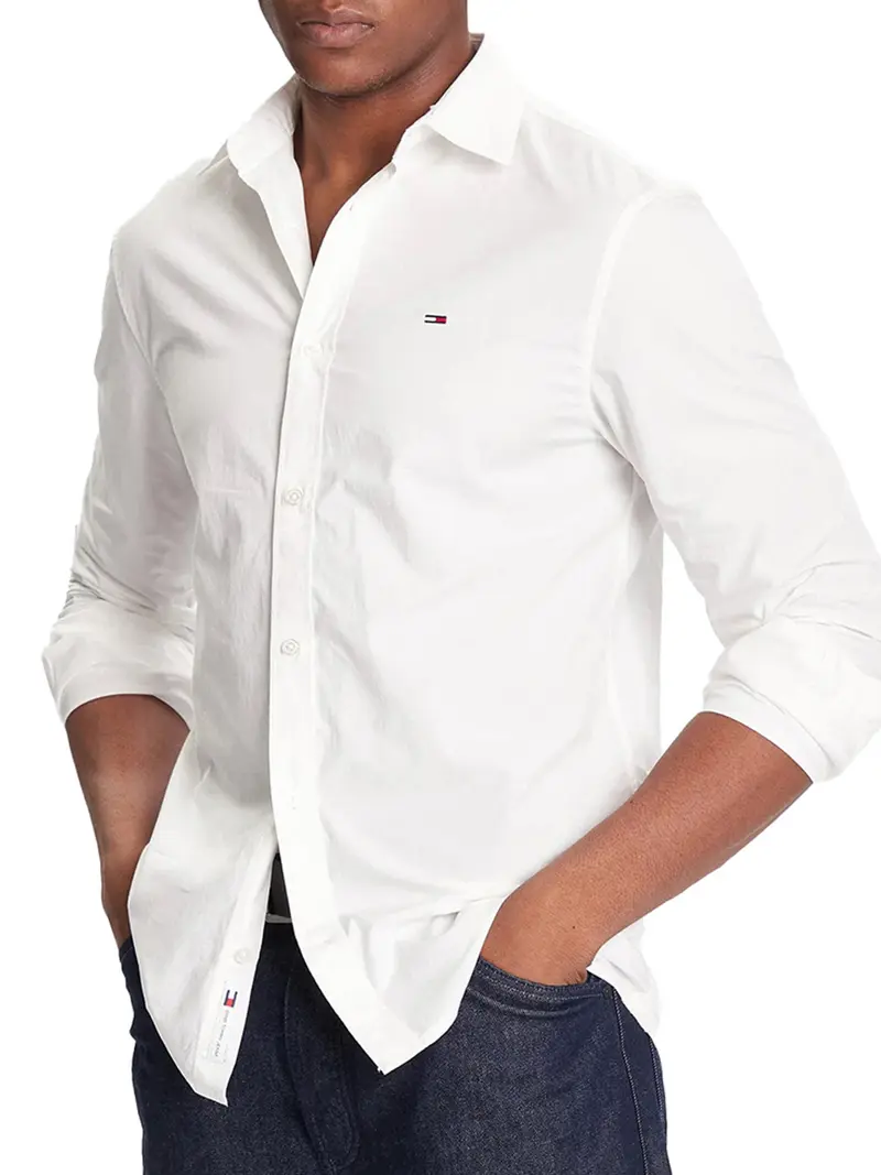 Camicia Tommy Hilfiger Regular Fit In Popeline - Bianco
