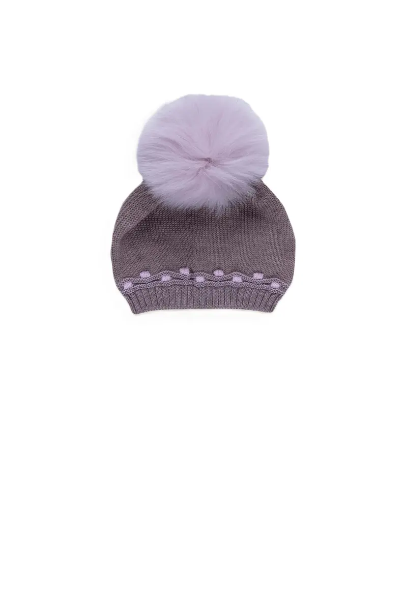 Cappello tortora/vaniglia per neonata