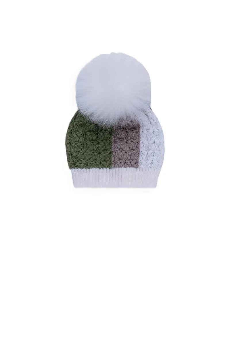 Cappello verde/beige/vaniglia per neonato