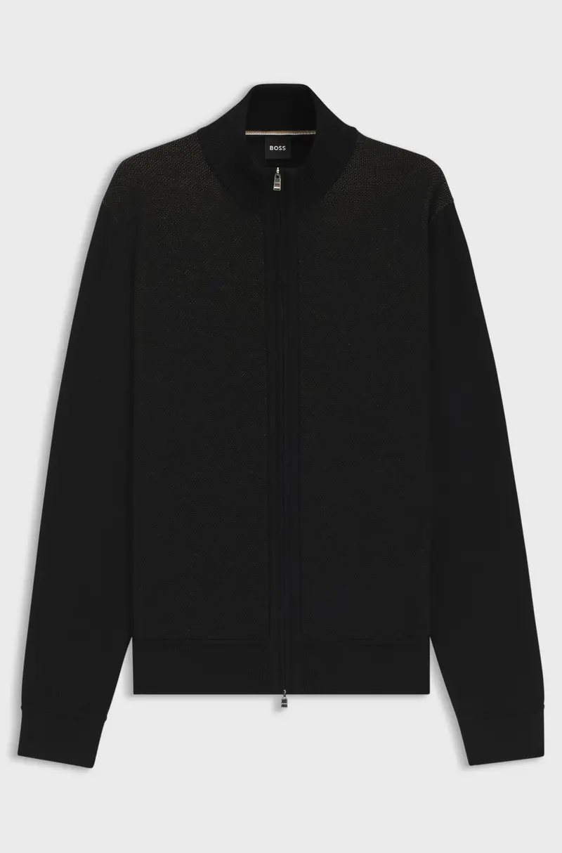 Cardigan in lana vergine con zip