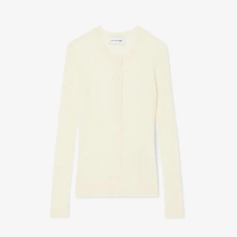 Cardigan in maglia di lana merinos a coste