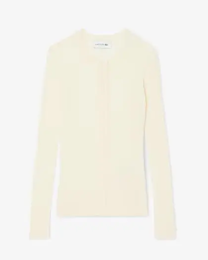Cardigan in maglia di lana merinos a coste