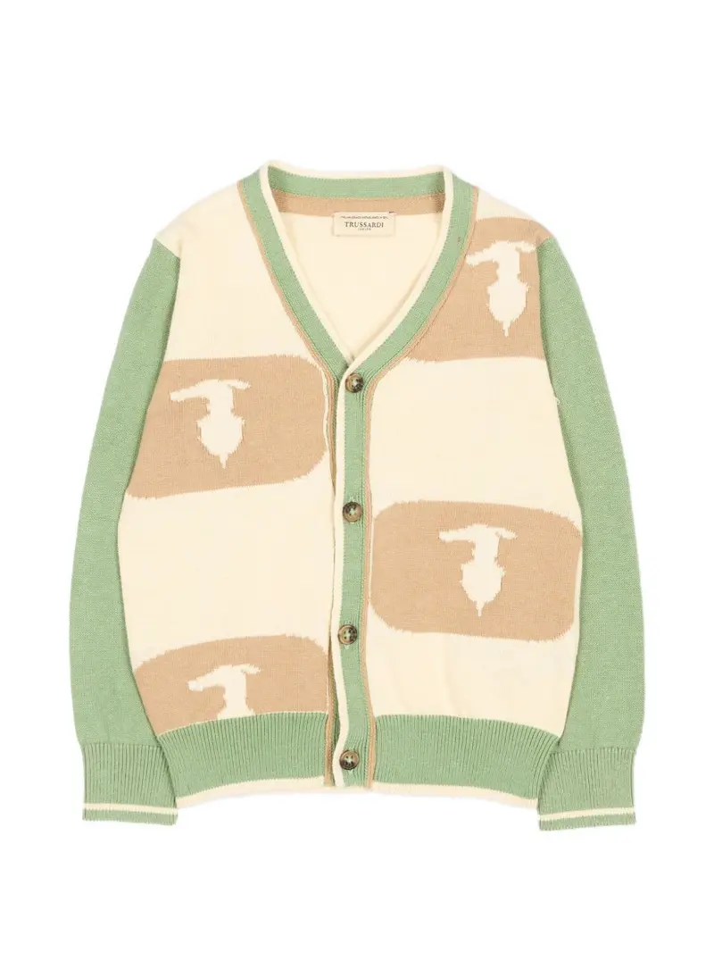Cardigan verde/beige per neonato
