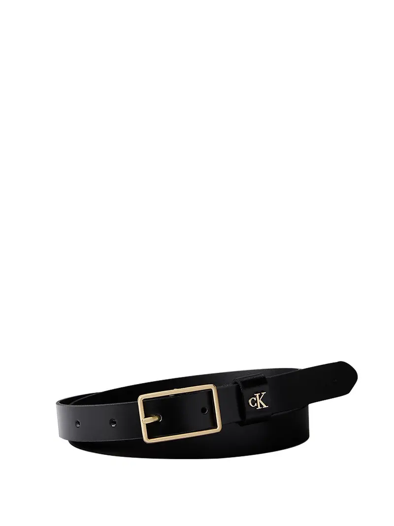 Cintura Con Fibbia Rettangolare Con Rivetto Con Monogramma Calvin Klein - Nero