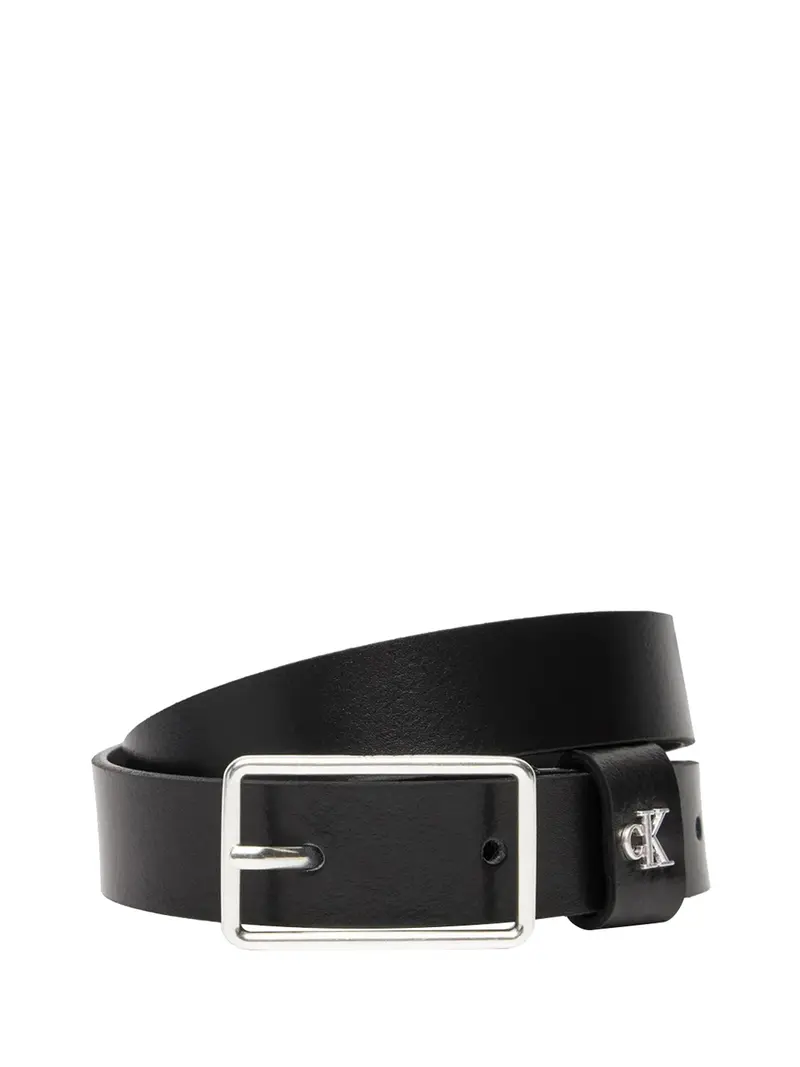 Cintura Con Fibbia Rettangolare Con Rvetto Con Monogramma Calvin Klein - Nero