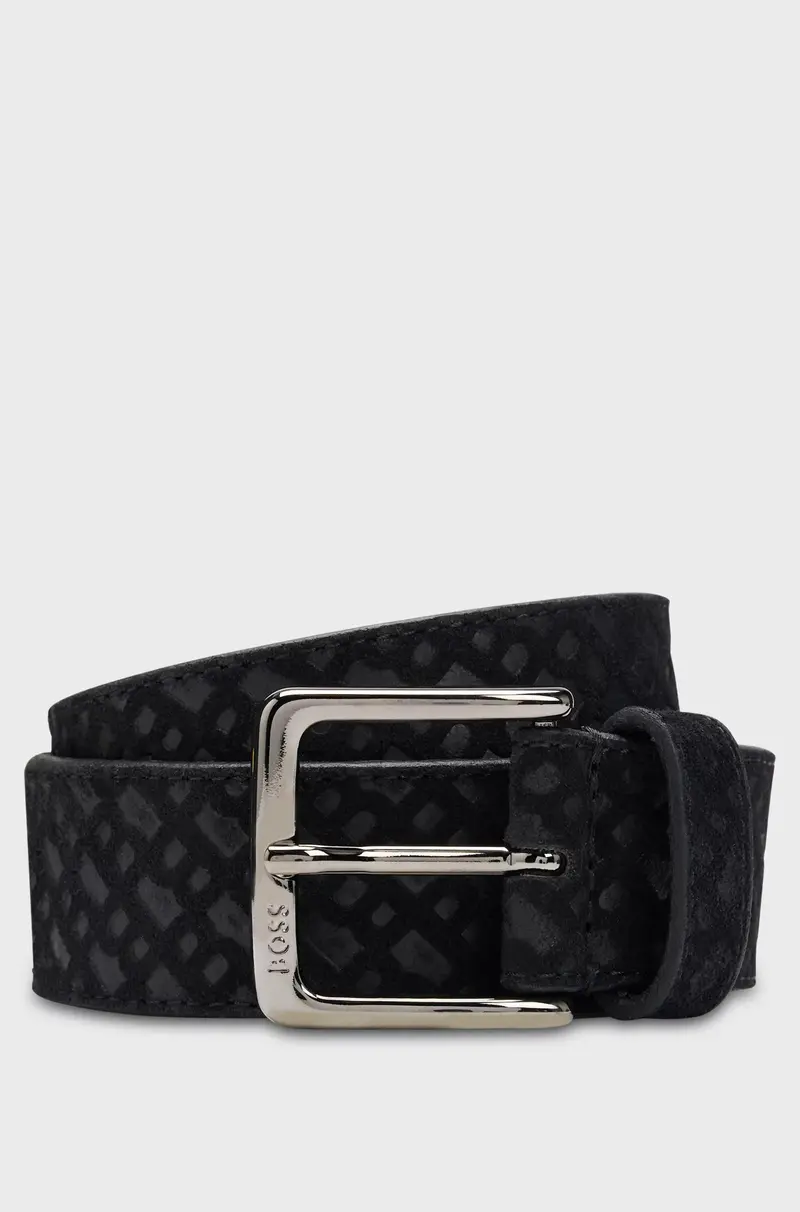 Cintura in pelle scamosciata con motivo con monogrammi
